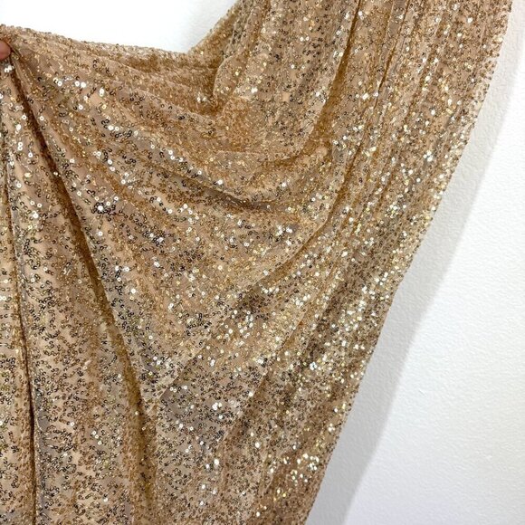 La Femme Gown Beaded Dress Gold Sequin Rhinestone Evening Tall 6 - Picture 16 of 17